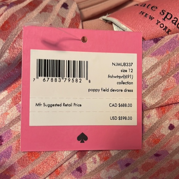 Gorgeous Summer NWT lined Kate Spade “poppy field devore dress” size 12 - Picture 11 of 11